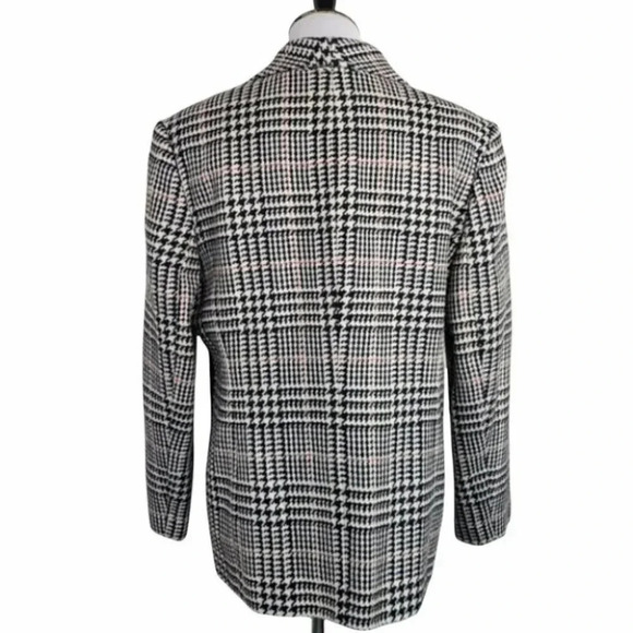 Talbots 14P black/white/red career plaid 4 button blazer Old Money Preppy Y2K - Picture 3 of 5